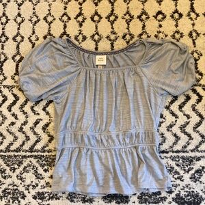 Knox Rose Peasant Top Women's Size S Blue Blouse Shirt Boho Hippy Flowy Feminine